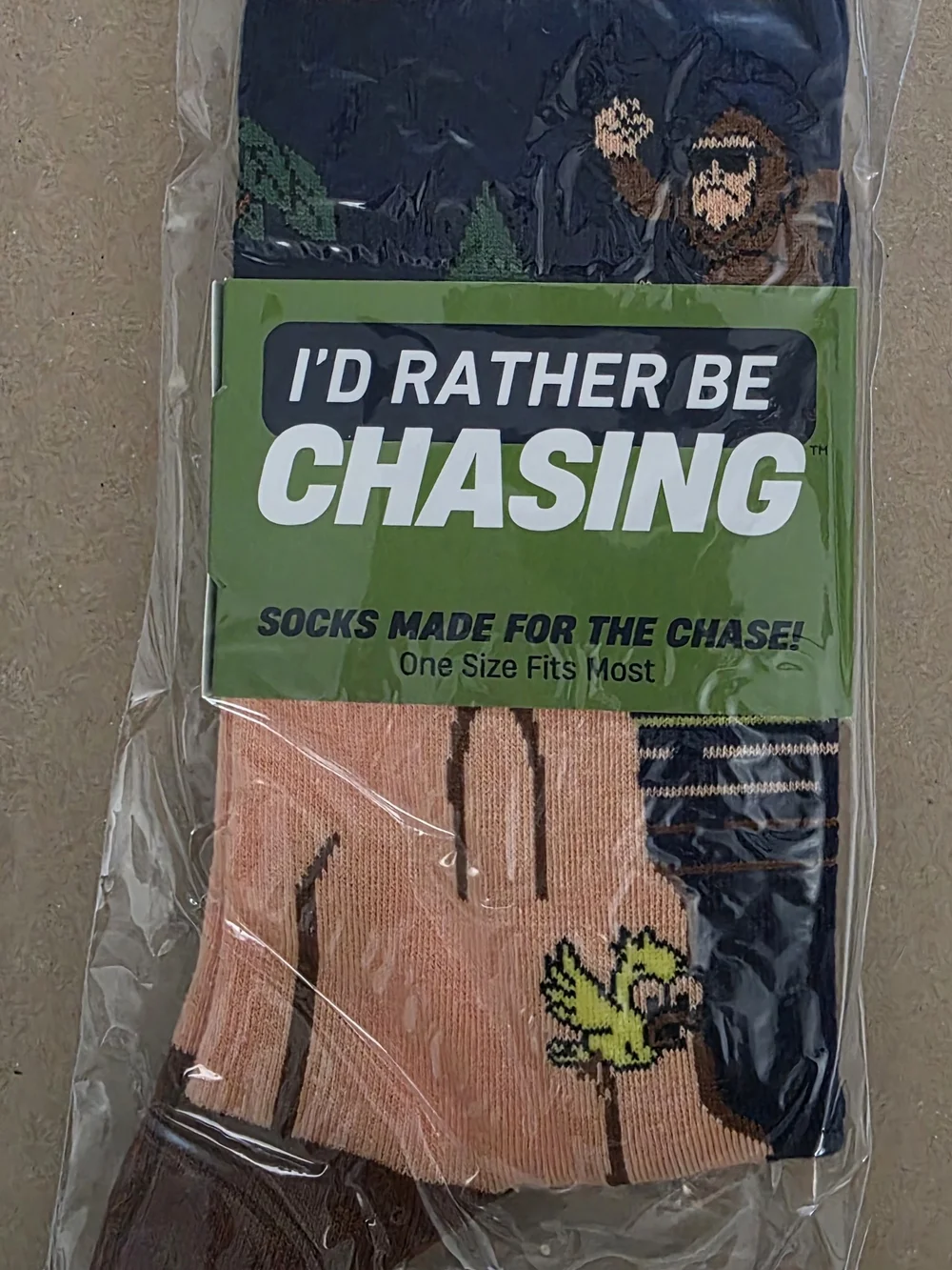 I'd Rather Be Chasing Novelty Crew Socks - Bigfoot